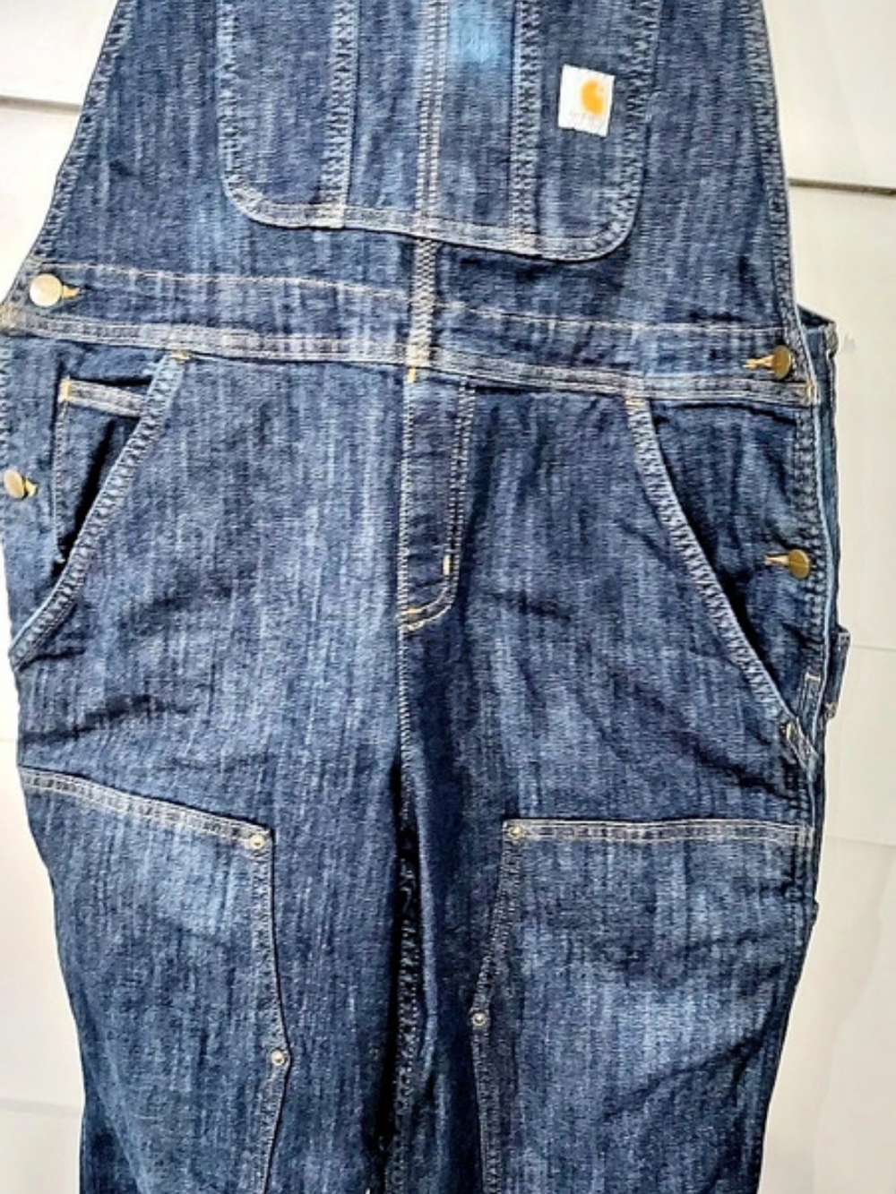 NWOT Carhartt Women's Brewster Double-Front Bib Overall Blue Large - Picture 3 of 8